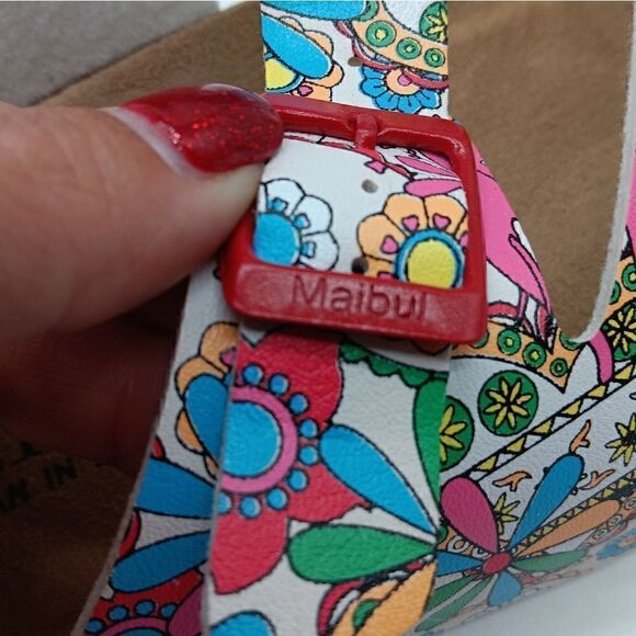 NWT SMAIBULUN Colorful White Strappy Slide Clog Sandals - Maibulun Size 12 - Picture 5 of 12